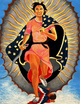 Yolanda Lopez, Self Portrait as the Artist as the Virgen de Guadalupe, pastel on burlap